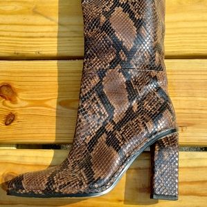 Zara Snake Print Mid Calf Boots